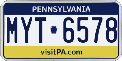 PA license plate MYT6578
