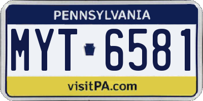 PA license plate MYT6581