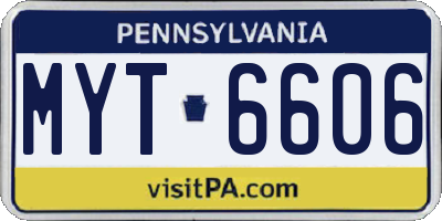 PA license plate MYT6606