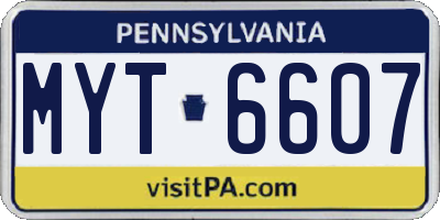 PA license plate MYT6607