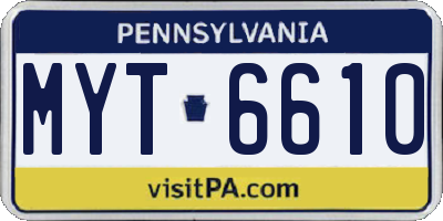 PA license plate MYT6610