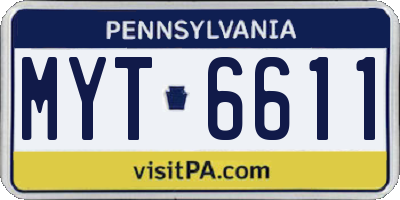 PA license plate MYT6611