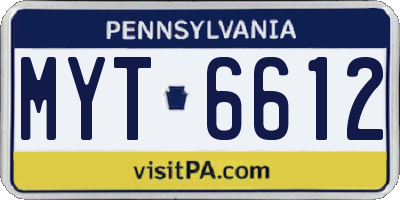 PA license plate MYT6612
