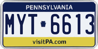 PA license plate MYT6613