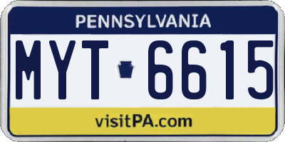 PA license plate MYT6615