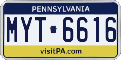 PA license plate MYT6616