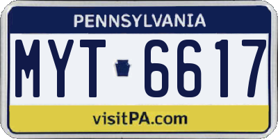 PA license plate MYT6617