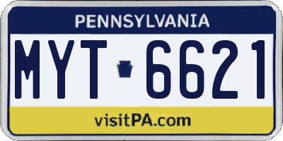 PA license plate MYT6621