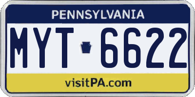 PA license plate MYT6622