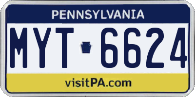 PA license plate MYT6624