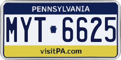 PA license plate MYT6625