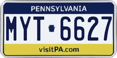PA license plate MYT6627