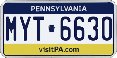 PA license plate MYT6630