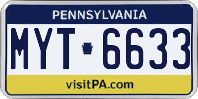 PA license plate MYT6633