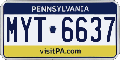 PA license plate MYT6637