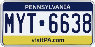 PA license plate MYT6638
