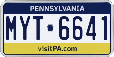 PA license plate MYT6641