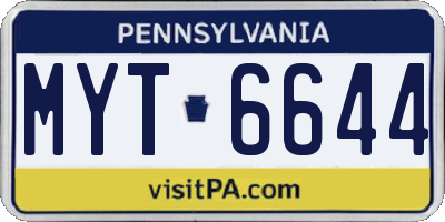 PA license plate MYT6644