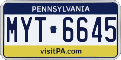 PA license plate MYT6645