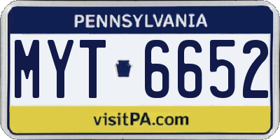 PA license plate MYT6652