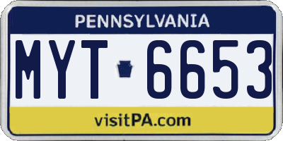 PA license plate MYT6653