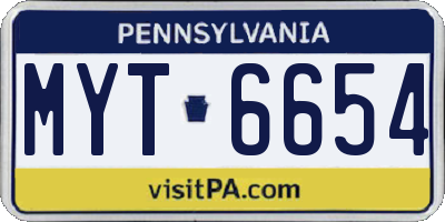 PA license plate MYT6654