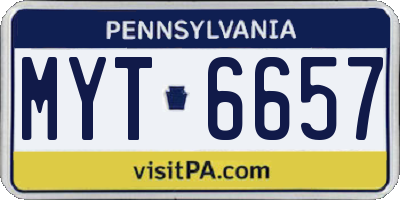 PA license plate MYT6657