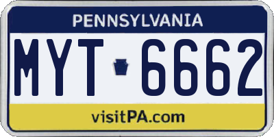 PA license plate MYT6662