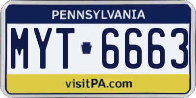 PA license plate MYT6663
