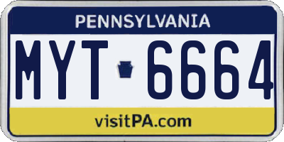PA license plate MYT6664