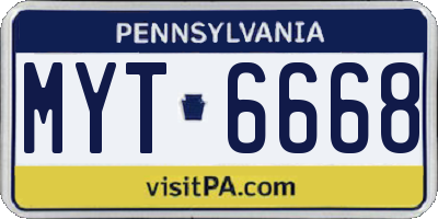 PA license plate MYT6668
