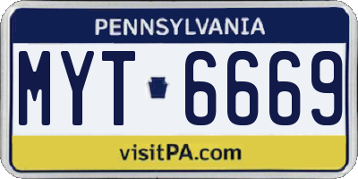 PA license plate MYT6669
