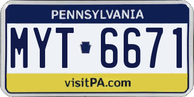 PA license plate MYT6671