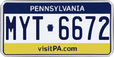 PA license plate MYT6672
