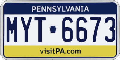 PA license plate MYT6673