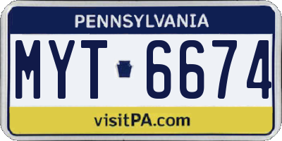 PA license plate MYT6674