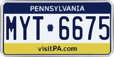 PA license plate MYT6675
