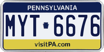PA license plate MYT6676