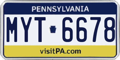PA license plate MYT6678