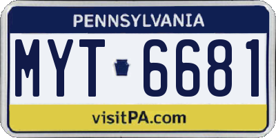 PA license plate MYT6681