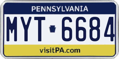 PA license plate MYT6684
