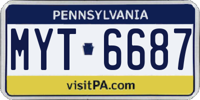 PA license plate MYT6687