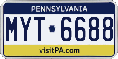 PA license plate MYT6688