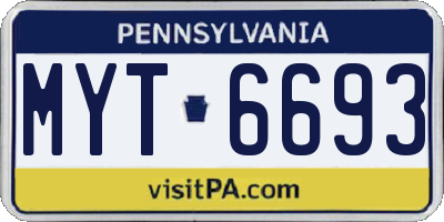 PA license plate MYT6693