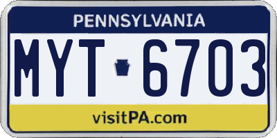 PA license plate MYT6703