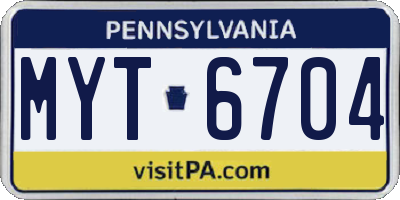 PA license plate MYT6704