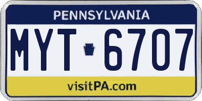 PA license plate MYT6707