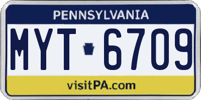 PA license plate MYT6709
