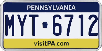 PA license plate MYT6712