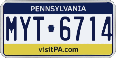 PA license plate MYT6714